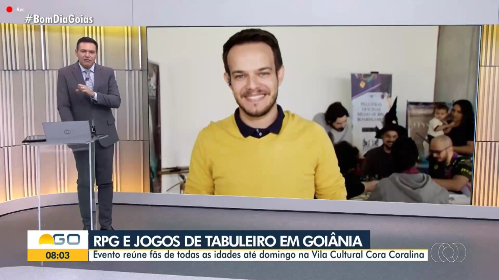 TV Globo - Bom Dia Goiás - Goiânia recebe o Encontro Goiano de Jogos e RPG 